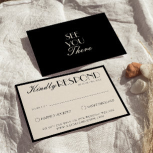 Klassiek zwart crèmekleurig oude rijkdom luxueus b RSVP kaartje