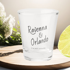 Klassiek Zwart Cursief Retro Minimalistisch Huweli Shot Glas