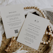 Klassiek zwart & Ecru Monogram Alles in een bruilo Kaart