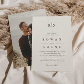 Klassiek zwart & Ecru Monogram Foto Bruiloft Kaart