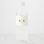 Klassiek zwart & Ecru Monogram Huwelijk Waterfles Etiket (Voorkant)