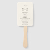 Klassiek zwart & Ecru Monogram huwelijksprogramma Handwaaier (Voorkant)