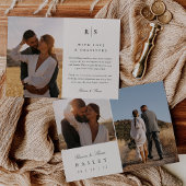 Klassiek zwart & Ecru Monogram Multi Foto Bedankkaart