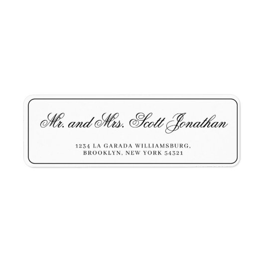 Klassiek zwart Elegant Kalligrafie Eenvoudig Etiket (Voorkant)