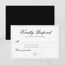 Klassiek zwart Elegant Kalligrafie Minimalist RSVP Kaartje
