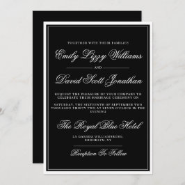 Klassiek zwart Elegant Script Traditioneel Kaart