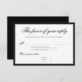 Klassiek zwart Elegant Script Verfijnd RSVP Kaartje
