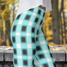 Klassiek zwart en blauw wit controlepatroon leggings