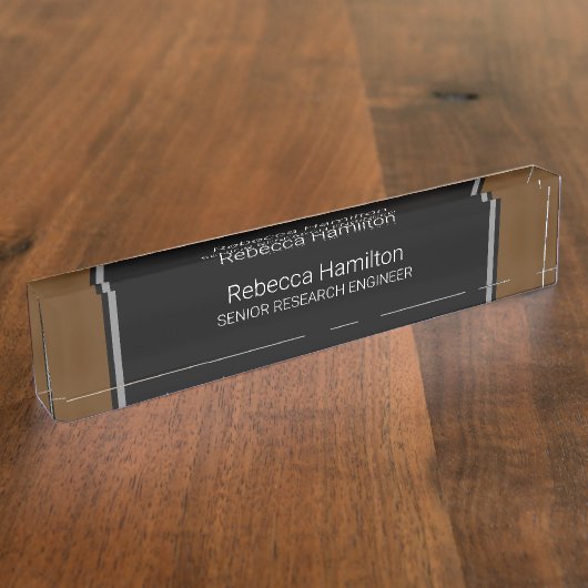 Klassiek zwart en bruin naambord voor uw Kantoor (Zijkant)