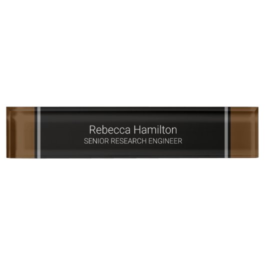 Klassiek zwart en bruin naambord voor uw Kantoor (Voorkant)