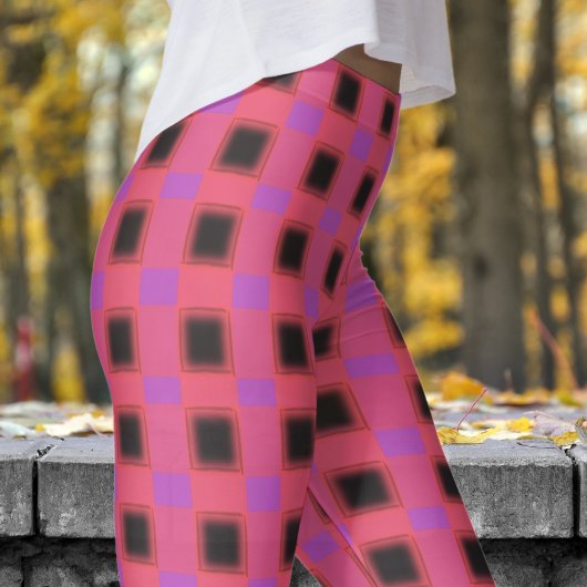Klassiek zwart en diep Fuchsia controlepatroon Leggings