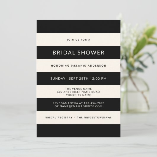 Klassiek zwart en gebroken witte strepen Vrijgezel Kaart (Staand voorkant)