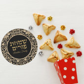 Klassiek zwart en goud Joods Simchat Purim Ronde Sticker