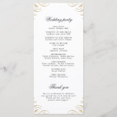 Klassiek zwart en goud kalligrafie bruiloft progra menu (Achterkant)