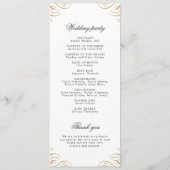 Klassiek zwart en goud kalligrafie bruiloft progra menu (Achterkant)