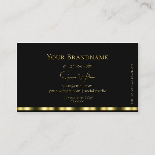 Klassiek zwart en goud met Logo stijlvol Visitekaartje (Achterkant)