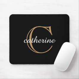 Klassiek zwart en gouden script monogram muismat