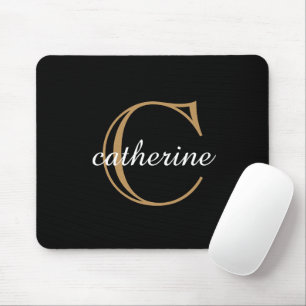 Klassiek zwart en gouden script monogram muismat