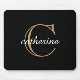 Klassiek zwart en gouden script monogram muismat