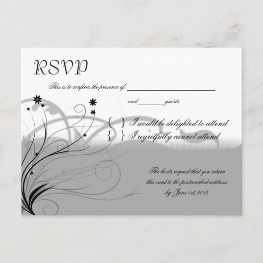 Klassiek zwart en grijs RSVP Uitnodiging Briefkaart (Voorkant)