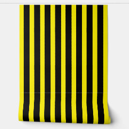 Klassiek zwart en helder geel gestreept behang