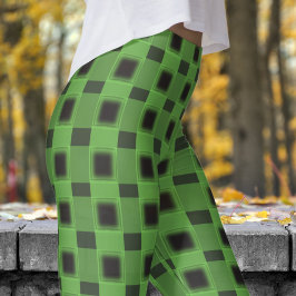 Klassiek zwart en Kombu groen controlepatroon Leggings