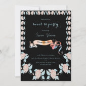 Klassiek zwart en licht roze bloemenzoet 16 kaart (Voorkant)