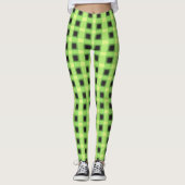 Klassiek zwart en Mindaro controlepatroon Leggings (Voorkant)