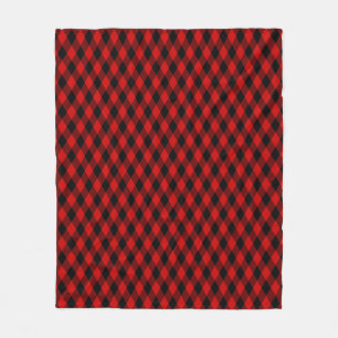 Klassiek zwart en rood diamanten patroon fleece deken