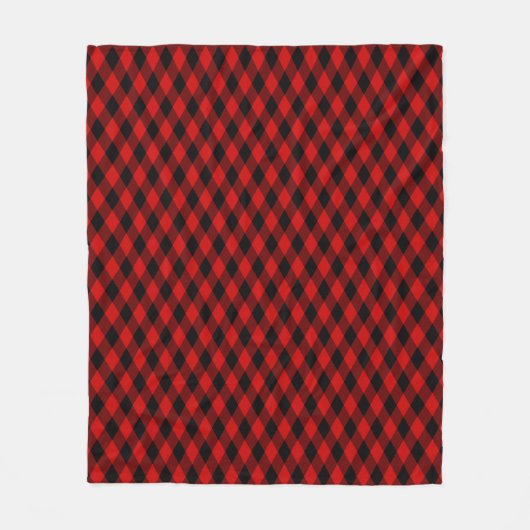 Klassiek zwart en rood diamanten patroon fleece deken (Voorkant)