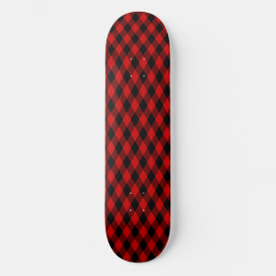 Klassiek zwart en rood diamantpatroon persoonlijk skateboard