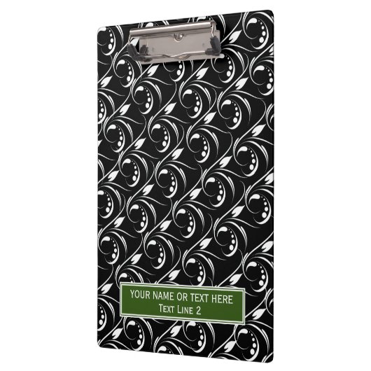 Klassiek zwart en wit: Abstract bloemenpatroon Klembord (Links)