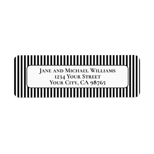 Klassiek zwart en wit Eenvoudige stijlvolle strepe Etiket (Voorkant)