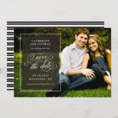 Klassiek Zwart en Wit Elegant Script Trouwen Save The Date (Voorkant / Achterkant)