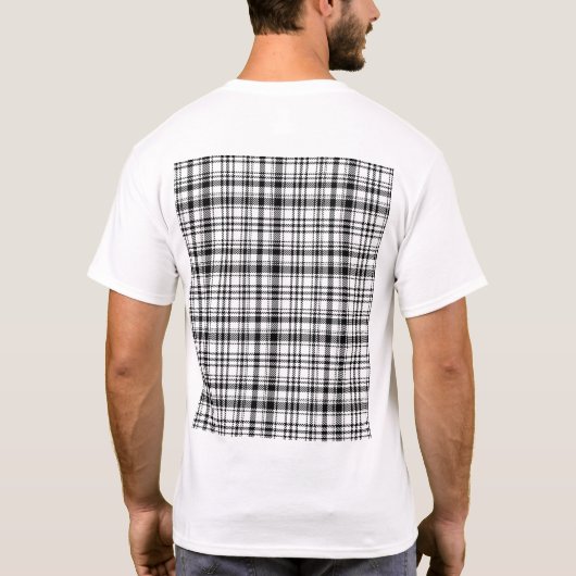 Klassiek zwart en wit geruite unisex t-shirt (Achterkant)