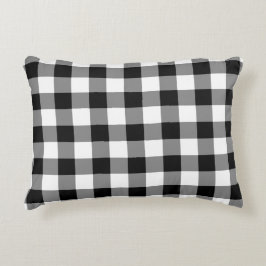 Klassiek zwart en wit Gingham Patroon Kussen