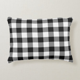 Klassiek zwart en wit Gingham Patroon Kussen