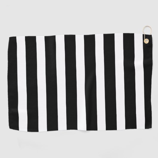 Klassiek zwart en wit horizontaal gestreept golfhanddoek (Horizontaal)