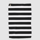 Klassiek zwart en wit horizontaal gestreept golfhanddoek (Voorkant)