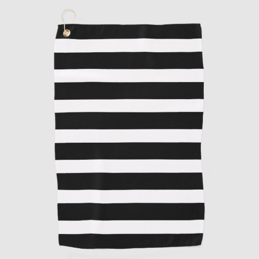 Klassiek zwart en wit horizontaal gestreept golfhanddoek (Voorkant)