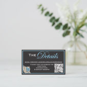 Klassiek zwart en wit met lichtblauwe accenten informatiekaartje (Staand voorkant)