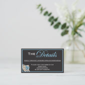 Klassiek zwart en wit met lichtblauwe accenten informatiekaartje (Staand voorkant)