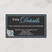 Klassiek zwart en wit met lichtblauwe accenten informatiekaartje (Voorkant)