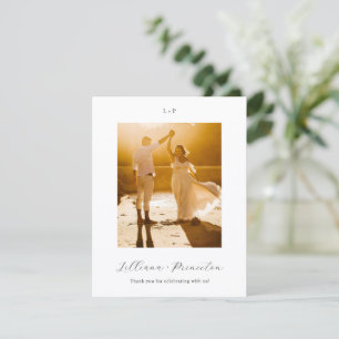 Klassiek zwart en wit monogram elegante trouw bedankkaart