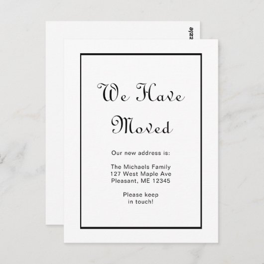 Klassiek zwart en wit we zijn verhuisd briefkaart (Voorkant / Achterkant)