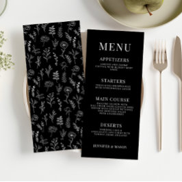 Klassiek zwart floraal minimalistisch huwelijksmen