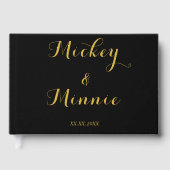 Klassiek zwart gastenboek met aangepaste tekst en  (Voorkant)