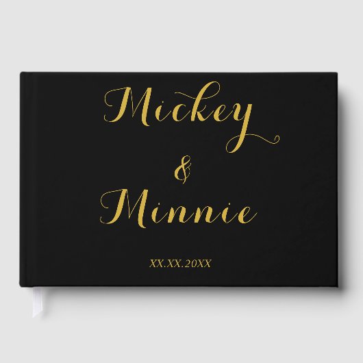 Klassiek zwart gastenboek met aangepaste tekst en (Voorkant)