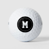 Klassiek zwart gepersonaliseerd monogram golfballen (Voorkant)