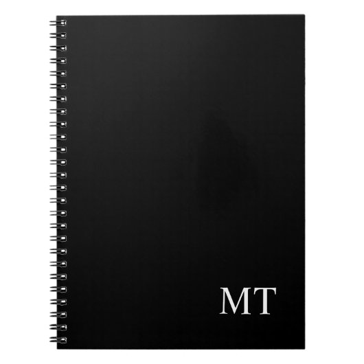 Klassiek zwart gepersonaliseerd monogram notitieboek (Voorkant)